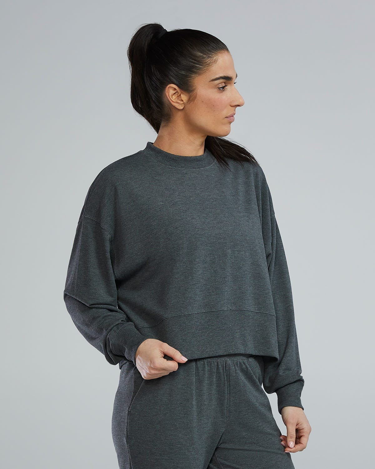 UltraSoft Women's Midweight Terry Cropped Crew