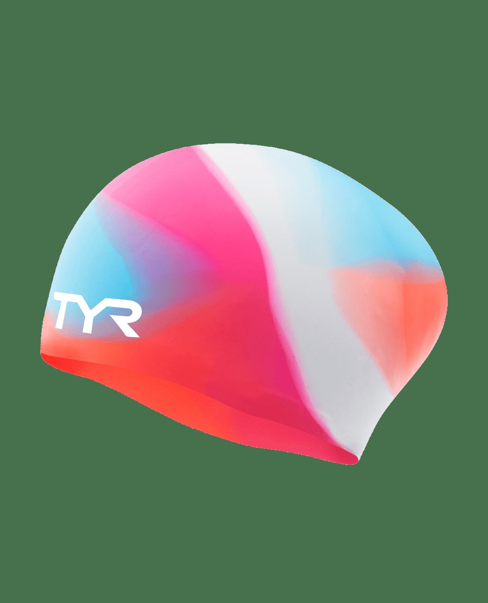Youth Long Hair Silicone Swim Cap -Tie Dye