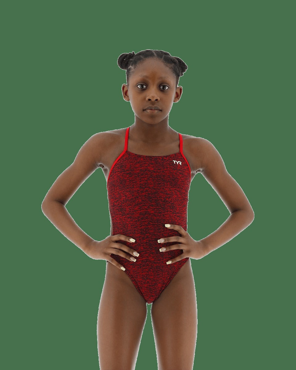 Durafast Elite® Girl's Cutoutfit Swimsuit - Lapped