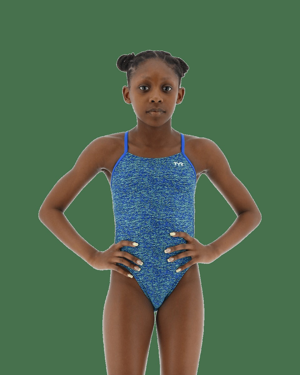 Durafast Elite® Girl's Cutoutfit Swimsuit - Lapped
