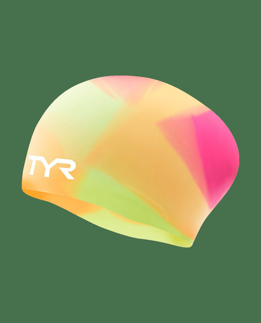 Youth Long Hair Silicone Swim Cap -Tie Dye