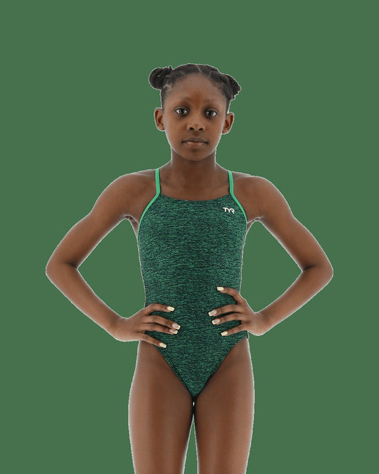 Durafast Elite® Girl's Cutoutfit Swimsuit - Lapped