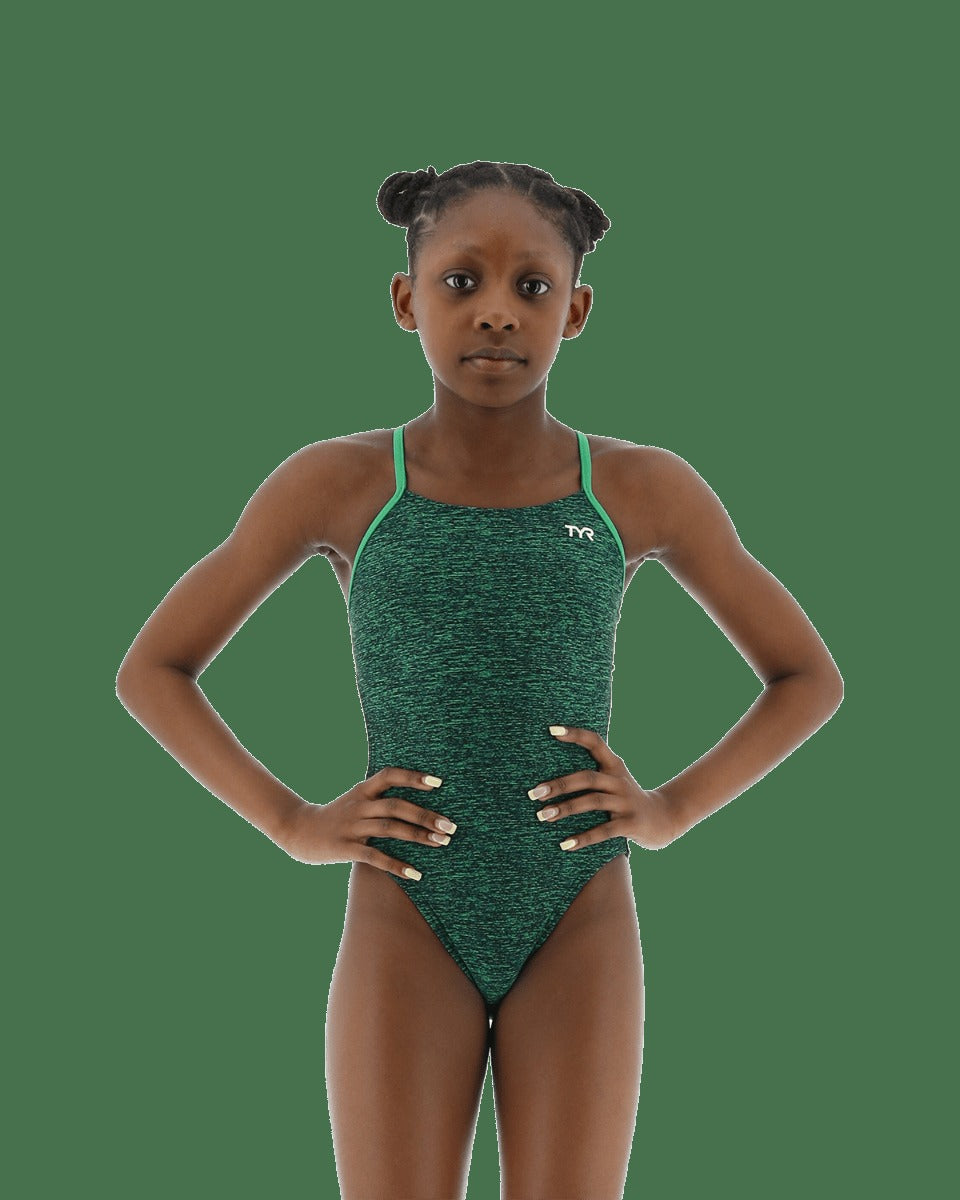 Durafast Elite® Girl's Cutoutfit Swimsuit - Lapped