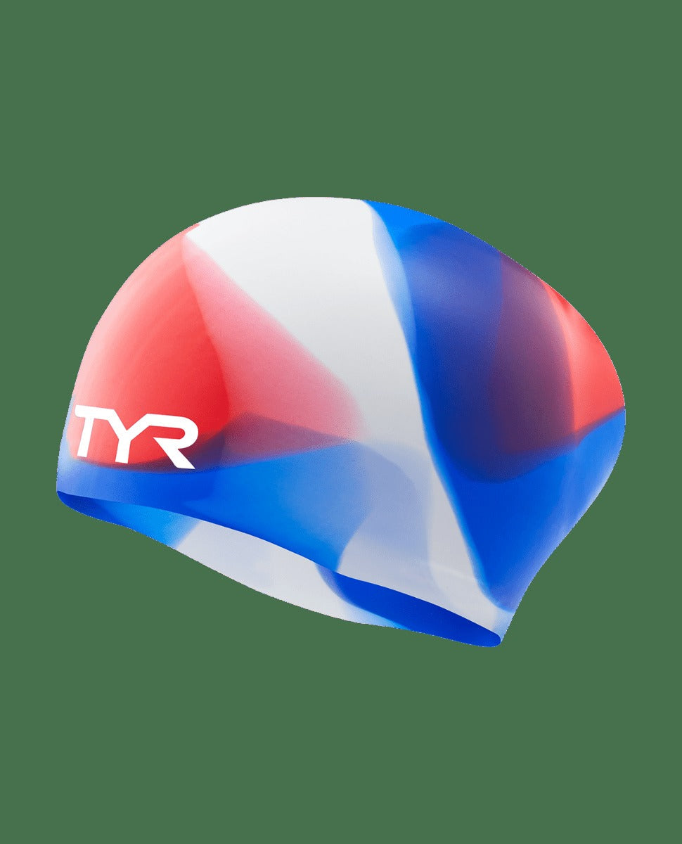 Youth Long Hair Silicone Swim Cap -Tie Dye