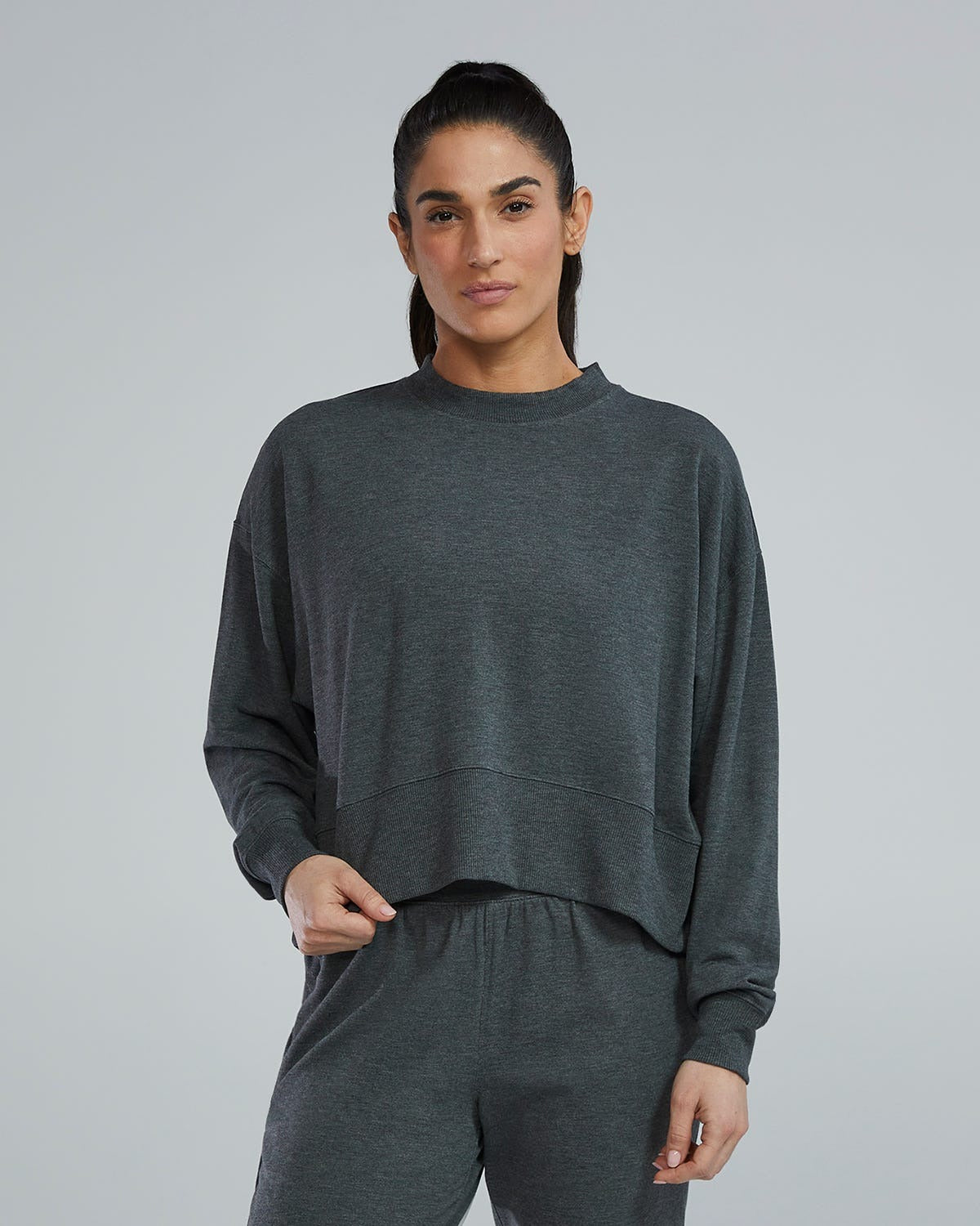 UltraSoft Women's Midweight Terry Cropped Crew